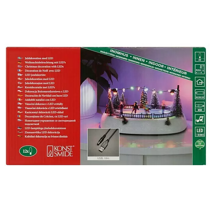 Konstsmide LED-Szenerie Eisbahn - L x B x H: 26,5 x 20 x 13 cm, Mehrfarbig, Batteriebetrieben, LED - Vorderansicht