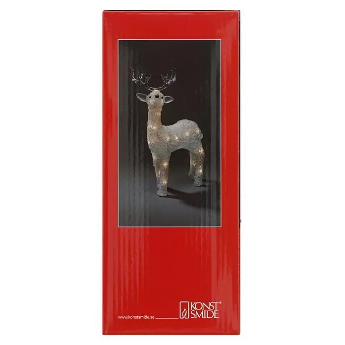 Konstsmide LED-Weihnachtsdekofigur LED Acryl19 x 14 x 31,5 cm, Farblos, Batteriebetrieben, LED, Rentier