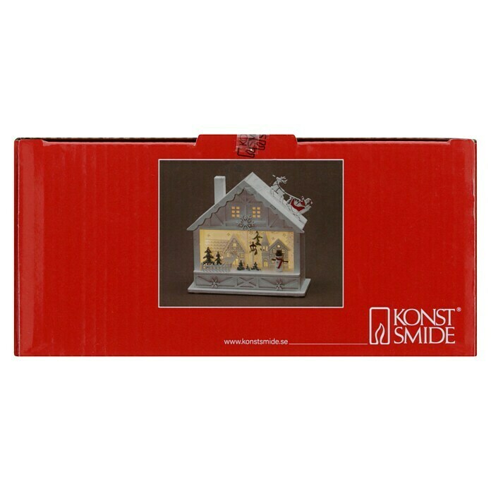 Konstsmide LED-Szenerie Haus mit Weihnachtsmann und Schlitten (L x B x H: 18 x 8 x 17,7 cm, Weiß, Batteriebetrieben, LED) | BAUHAUS