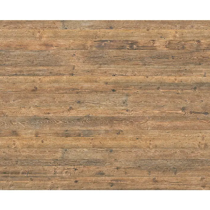 Egger Wandpaneel DecoWall - Namur Fichte Natur, 125 cm x 66 cm x 12 mm - Detailaufnahme einer rustikalen Holzwand mit warmen Brauntönen und ausgeprägter Maserung, ideal für Hintergrund oder Textur.