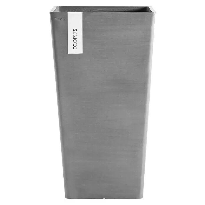Ecopots Rotterdam Pflanzsäule eckig - Außenmaß (L x B x H): 30,5 x 30,5 x 50,5 cm, Kunststoff, Grau - Hoher, rechteckiger grauer ECOPOTS Pflanzkübel mit strukturierter Oberfläche.