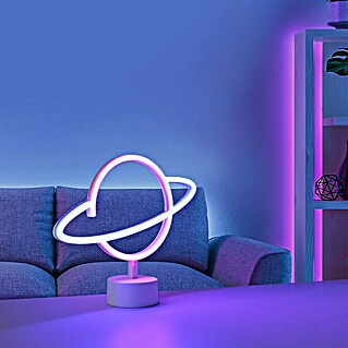 Just Light Led-decoratielamp Saturnus NEON (l x b x h: 8,5 x 29,5 x 24 cm, Op netstroom)
