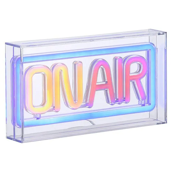 Just Light LED-Dekoleuchte Neon On Air - Neon On Air, L x B x H: 8,5 x 29,5 x 24 cm, Netzbetrieben - Klarer Acrylblock mit einem mehrfarbigen "ON AIR"-Neonschild, das ein modernes und auffälliges Dekorstück für jeden Raum darstellt.