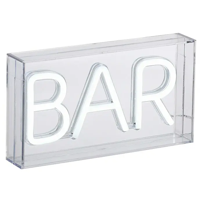 Just Light LED-Dekoleuchte Neon Bar - Neon Bar, L x B x H: 8,5 x 29,5 x 24 cm, Netzbetrieben - Leuchtendes Bar-Schild in einem klaren Acrylgehäuse. Dekorative und stilvolle Ergänzung für jeden Barbereich.
