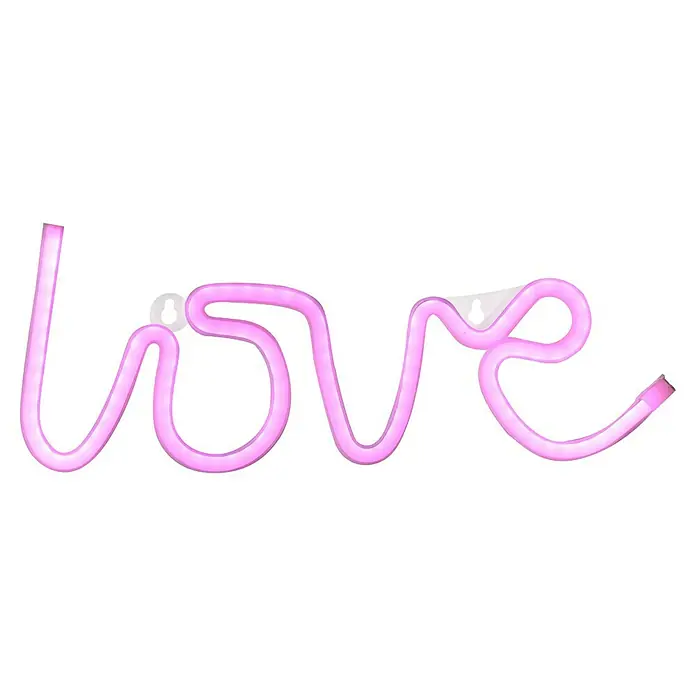 Just Light LED-Dekoleuchte Neon Love - Neon Love, L x B x H: 8,5 x 29,5 x 24 cm, Netzbetrieben - Neon-Wandleuchte in Form des Wortes "Liebe" mit rosa Licht und Befestigungslöchern für die Wandmontage. Perfekt als romantische Dekoration.