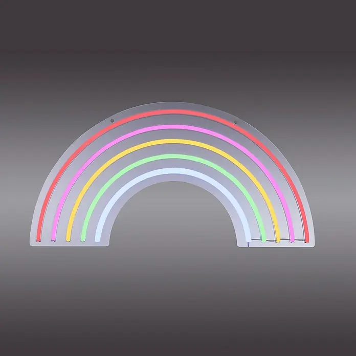 Just Light LED-Dekoleuchte Neon Rainbow - Neon Rainbow, L x B x H: 8,5 x 29,5 x 24 cm, Netzbetrieben - Neon-Regenbogen-Wandleuchte. Buntes, fröhliches Design für Kinderzimmer oder als dekoratives Element im Wohnbereich. Bringt Farbe und Freude in jeden Raum.