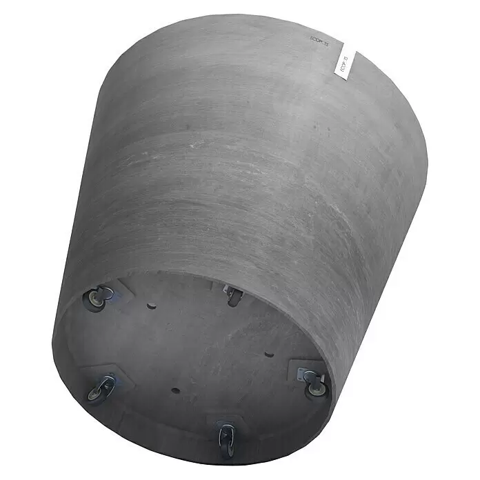 Ecopots Amsterdam Pflanzkübel rund Wheels - Außenmaß (Ø x H): 100,2 x 88,7 cm, Kunststoff, Grau, Ausstattung Pflanzgefäß: Rollen - Grauer zylindrischer Topf mit Rollen für leichte Bewegung, mit 'ECOPOTS' Etikett.