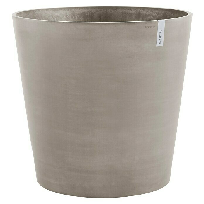 Ecopots Amsterdam Pflanzkübel rund Wheels (Außenmaß (Ø x H): 60 x 56 cm, Kunststoff, Braungrau, Ausstattung Pflanzgefäß: Rollen) | BAUHAUS