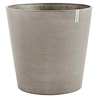 Ecopots Amsterdam Pflanzkübel rund Wheels (Außenmaß (Ø x H): 60 x 56 cm, Kunststoff, Braungrau, Ausstattung Pflanzgefäß: Rollen)