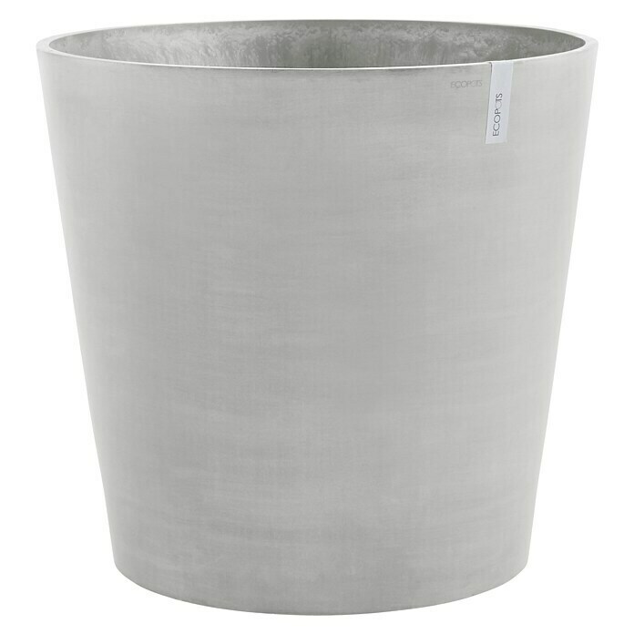 Ecopots Amsterdam Pflanzkübel rund Wheels (Außenmaß (Ø x H): 60 x 56 cm, Kunststoff, Weiß, Grau, Ausstattung Pflanzgefäß: Rollen) | BAUHAUS