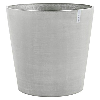 Ecopots Amsterdam Pflanzkübel rund Wheels (Außenmaß (Ø x H): 60 x 56 cm, Kunststoff, Weiß, Grau, Ausstattung Pflanzgefäß: Rollen)