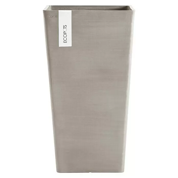 Ecopots Rotterdam Pflanzsäule eckig - Außenmaß (L x B x H): 30,5 x 30,5 x 50,5 cm, Kunststoff, Braungrau - Langer, rechteckiger ECOPOTS Pflanzkübel in Hellgrau.