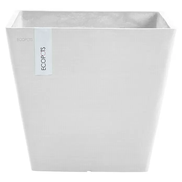 Ecopots Rotterdam Pflanzkasten - Außenmaß (L x B x H): 29,5 x 29,5 x 26,4 cm, Kunststoff, Weiß - Vorderansicht