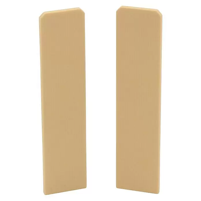 Döllken Endkappe Cubica 60 SB - Eiche Hell, 2 Stk. - Zwei beige rechteckige Schaumstoffpolster mit sanft abgerundeten Kanten.
