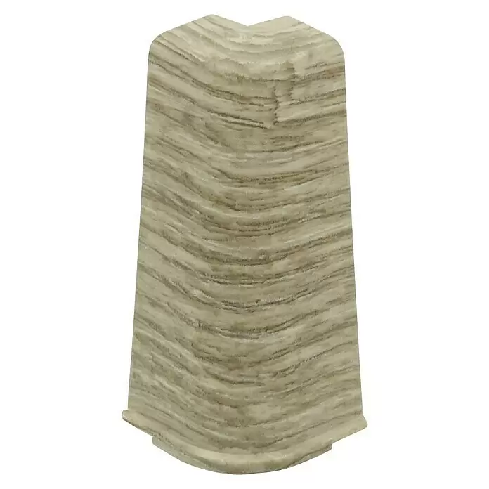 Döllken Außenecke Cubica SLK 60 - Wasabi Eiche, 1 Stk. - Geschwungenes, hellbeiges Dekorelement mit natürlichem Wellenmuster, unten breiter.