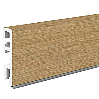 Döllken Sockelleiste Cubica 60 SK (250 cm x 14 mm x 60 mm, Hartschaum, Midland Oak Braun)