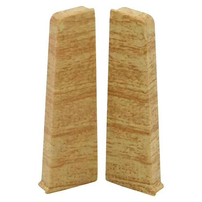 Döllken Endkappe Cubica 60 SLK - Buche, 2 Stk. - Zwei konische Buchstützen aus hellbraunem Stein mit marmorierter Textur.