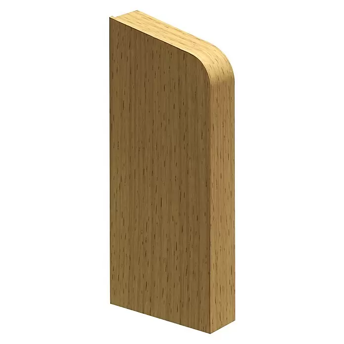 Döllken Endkappe - Buche Hell, Links, Passend für: Döllken Abdeckleiste - Hellbraunes Holzprofil mit abgerundeter Ecke.