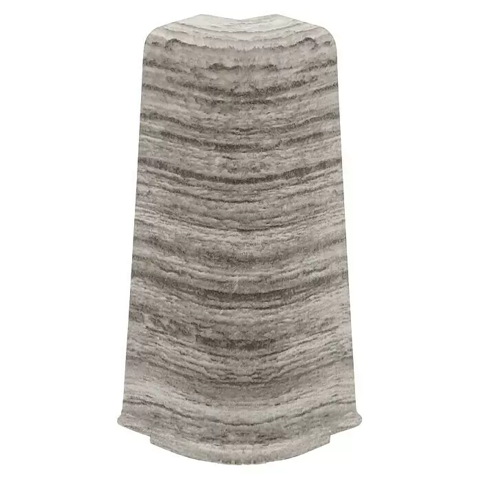 Döllken Außenecke Cubica SLK 60 - Driftwood Oakgrey, 1 Stk. - Hellgraues, marmorähnliches zylindrisches Segment mit horizontalen Wellenstreifen.