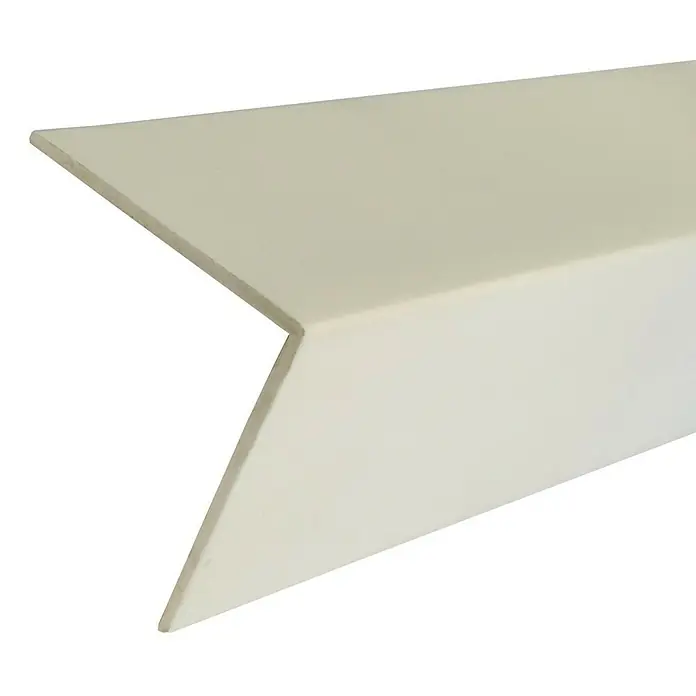 Döllken Winkelleiste - 250 cm x 30 mm x 30 mm, Weiß - Nahaufnahme eines weißen Winkelprofils, ideal für den Kantenschutz und zur Erzielung sauberer Abschlüsse im Innenausbau.