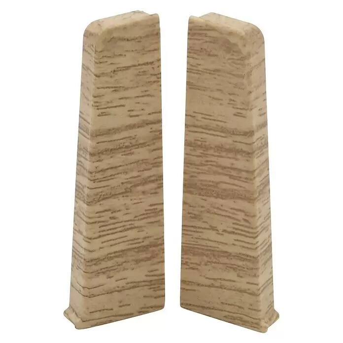 Döllken Endkappe Cubica 60 SLK - Royal Elm, 2 Stk. - Paar hellbeiger Buchstützen in Holzoptik, konisch zulaufend mit abgerundeten Oberseiten.