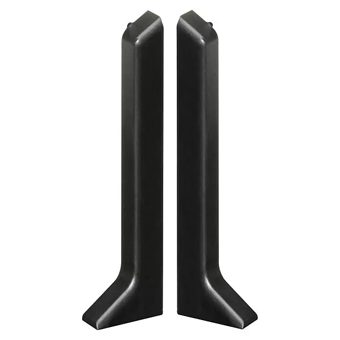 Döllken Endkappe 60 - Schwarz, 2 Stk., Passend für: Sockelleiste 60 - Paar schwarzer L-förmiger Kunststoff-Möbelstützfüße.