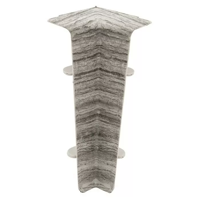 Döllken Innenecke Cubica 60 SLK - Driftwood Oakgrey, 2 Stk. - T-förmiges Profil mit grauem Marmormuster und weißen Seitenstützen.