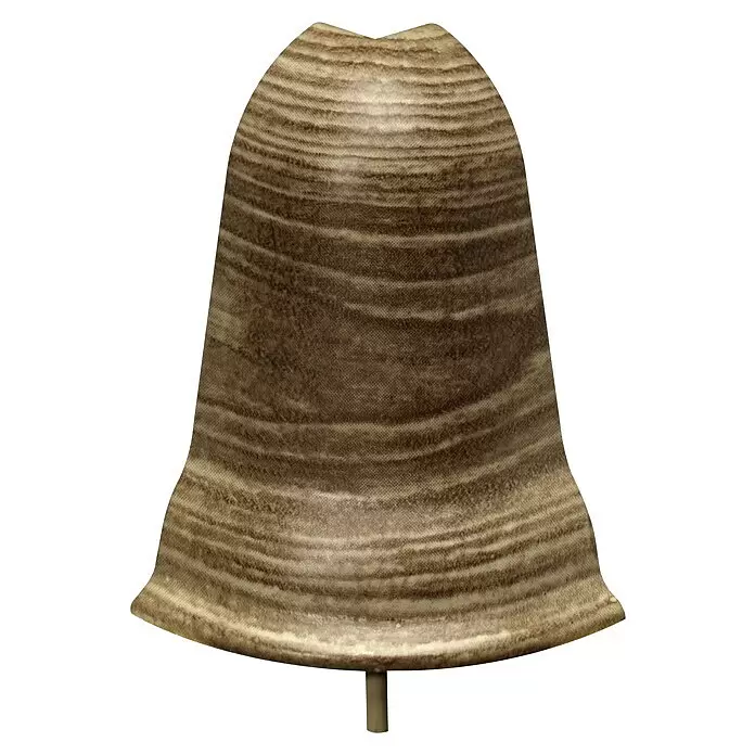 Döllken Außenecke Classic 50 - Flavour, 1 Stk., Passend für: Kabelkanal-Sockelleiste Classic 50 - Glockenförmiges Objekt mit braun-beigem Streifenmuster und kleinem Stiel unten.