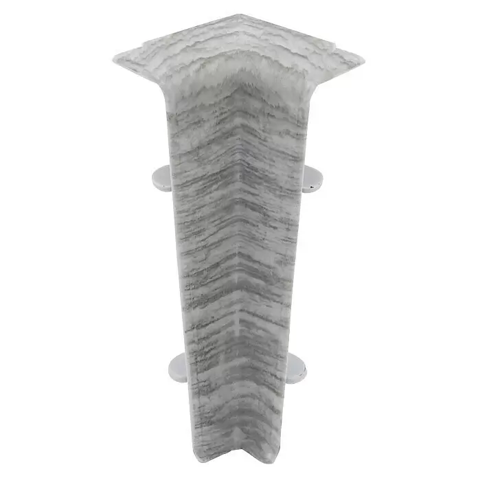 Döllken Innenecke Cubica 60 SLK - Seapine, 2 Stk. - Hellgraue, marmorierte Dekosäule mit Wellenstruktur und zwei seitlichen Stützen.