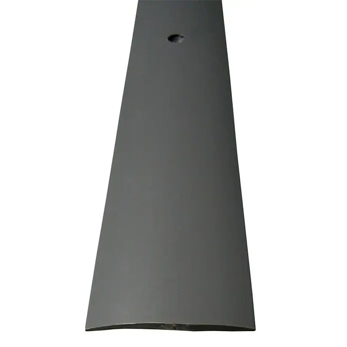Döllken Übergangsprofil - Grau, 1 m x 32 mm - Graues Fußleistenprofil mit einem Loch in der Mitte, das sich ideal für Bodenbelagsinstallationen eignet und ein sauberes Erscheinungsbild gewährleistet.