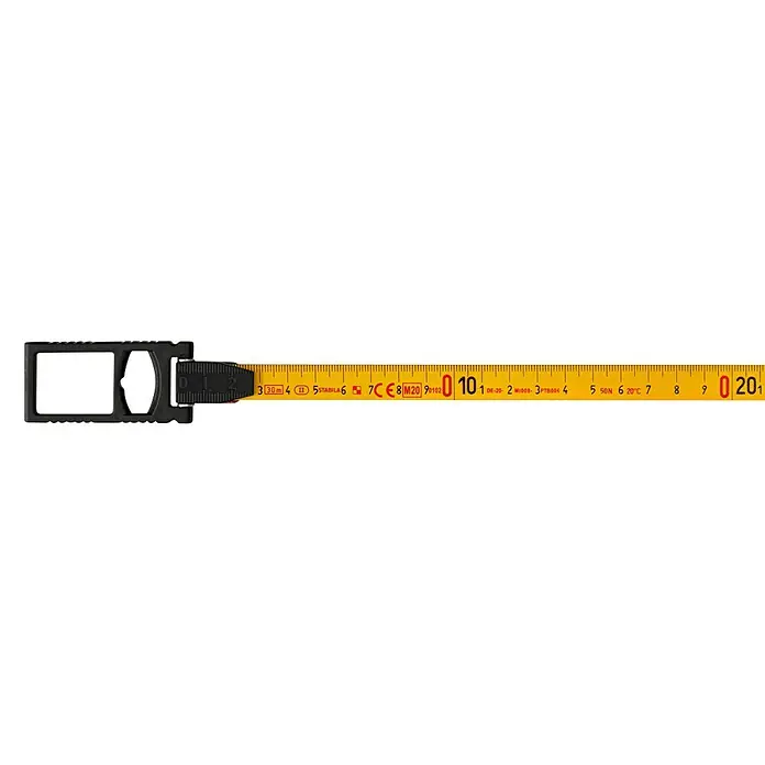 Stabila Rahmenmaßband 50 m - 50 m, Genauigkeitsklasse: II, Material: Stahlband - Gelbes Rollbandmaß mit schwarzem Gehäuse, das eine präzise Messung in Zentimetern und Metern ermöglicht.