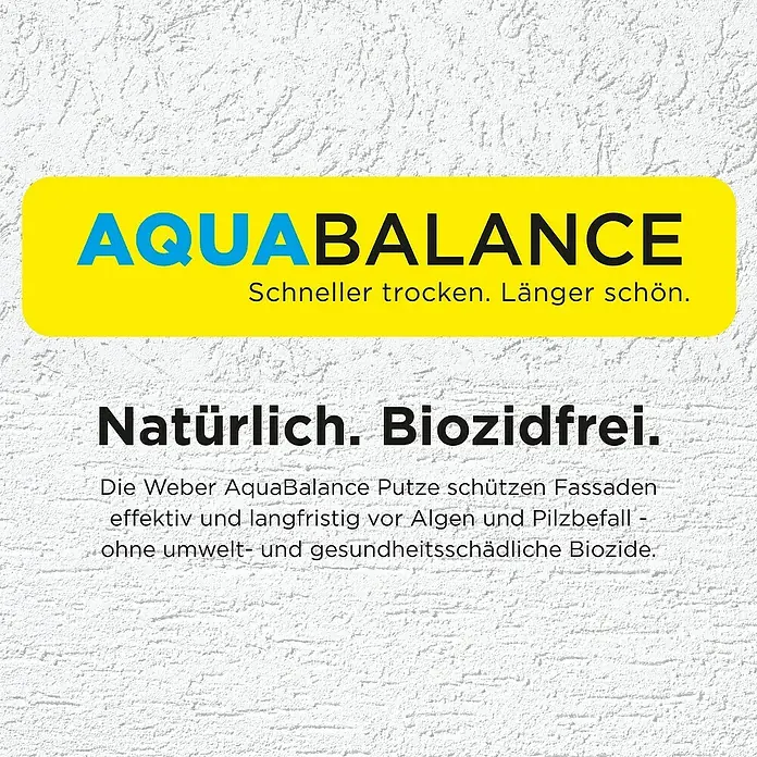 SG Weber Münchner-Rauhputz - Körnung: 3 mm, 25 kg - Produktbild von AquaBalance Fassadenputz: Natürlich, biozidfrei, für langanhaltend schöne Fassaden.