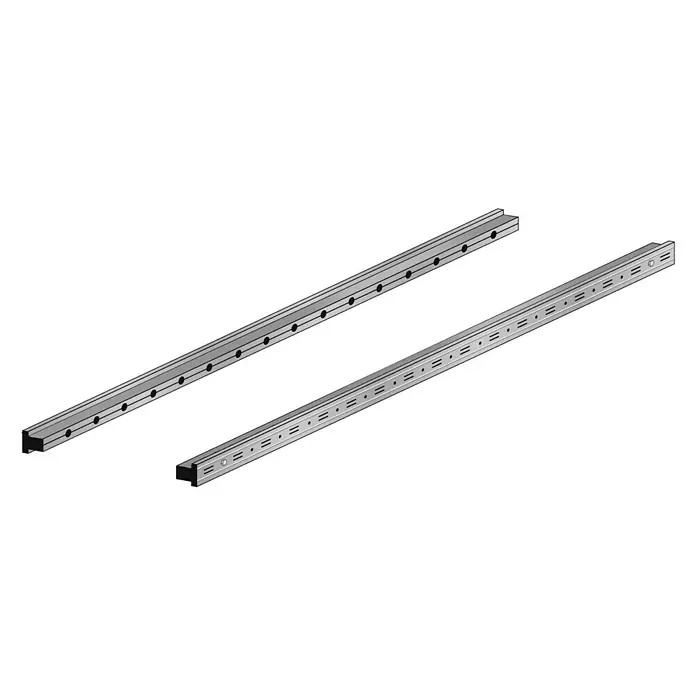 Scholz System Reifenträger-Set - Länge: 96 cm, Verzinkt, 2 Stk. - Zwei Metallschiene mit Löchern und Schlitzen zur Befestigung und für Regalböden, ideal für Lagerung und Organisation.