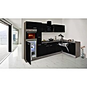 Respekta Winkelküche KBL310EYSS (172 x 310 cm, Schwarz Seidenglanz)