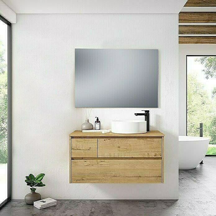 ▷ Mueble de Baño Iris 80 cm. 1 cajón y faldón con lavabo sobreencimera, Mudeba