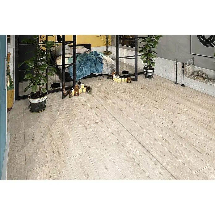 Classen Designboden Pro Nature - Lagan, Landhausdiele, 1.290 x 203 x 4 mm - Helle Laminatböden mit Holzeffekt verleihen dem Raum eine warme und einladende Atmosphäre. Das natürliche Design passt perfekt zum modernen Interieur.