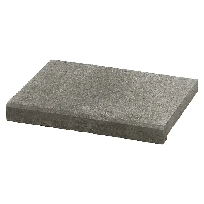 SAS Tessera Poolrandplatte - 50 x 35,5 x 6 cm, Anthrazit, Beton - Nahaufnahme eines grauen Pflastersteins, ideal für Gartenwege und Terrassen. Das robuste Material sorgt für Langlebigkeit im Außenbereich.