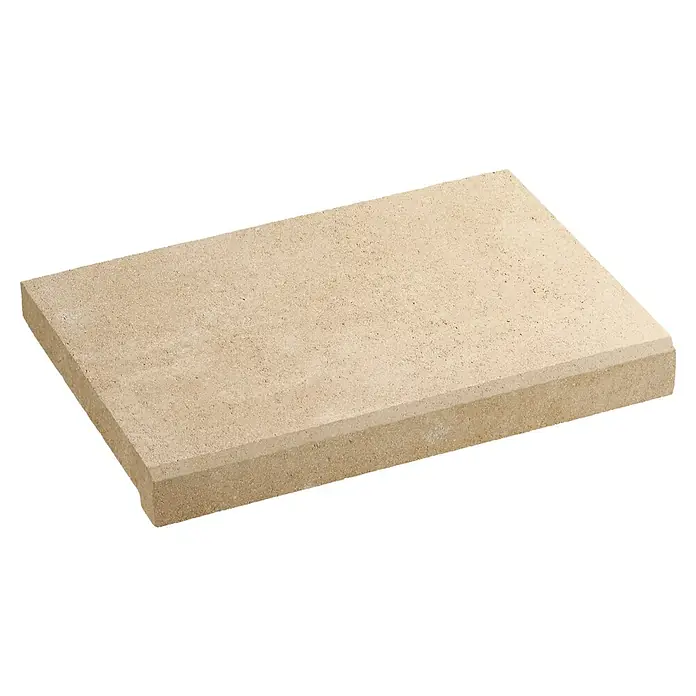 SAS Tessera Poolrandplatte - 50 x 35,5 x 6 cm, Beige/Grau, Beton - Ein einzelner Pflasterstein in einem hellen Beigeton, der eine robuste und ebene Oberfläche für Außenbereiche bietet.