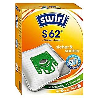 Swirl Staubsaugerbeutel S 62 (4 Stk., Passend für: Staubsauger von Siemens, Bosch, Krups, Privilege und Protos)