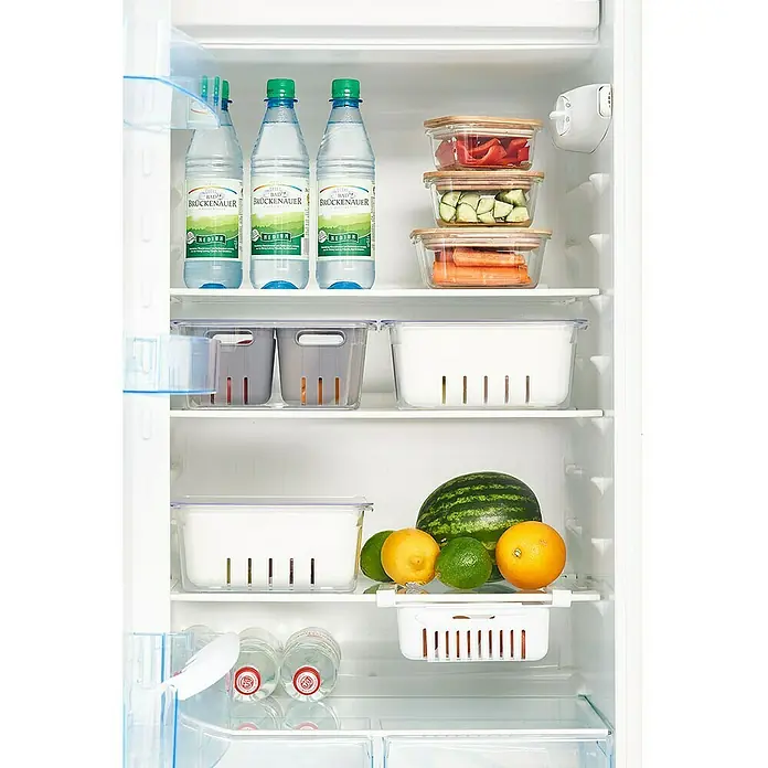 Zeller Present Kühlschrankorganizer-Set - L x B x H: 10 x 22,5 x 17,5 cm, Kunststoff, Grau - Kühlschrank mit transparenten Behältern zur Aufbewahrung von Obst, Gemüse und Getränken, um Ordnung und Frische zu gewährleisten.