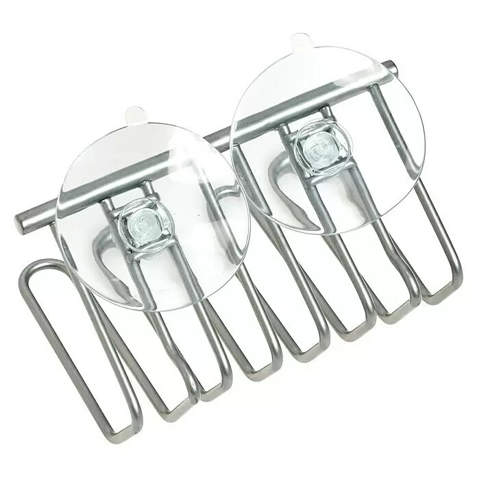 Zeller Present Spülbecken-Organizer - L x B x H: 5,6 x 11,5 x 6 cm, Silber - Seifenhalter aus Edelstahl mit zwei Saugnäpfen und Drahtdesign zum Abtropfen.