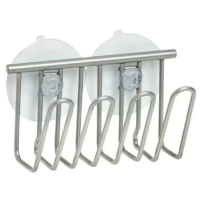 Zeller Present Spülbecken-Organizer - L x B x H: 5,6 x 11,5 x 6 cm, Silber - Silberfarbenes Metallregal mit Saugnäpfen, ideal für Schwämme oder Spültücher.
