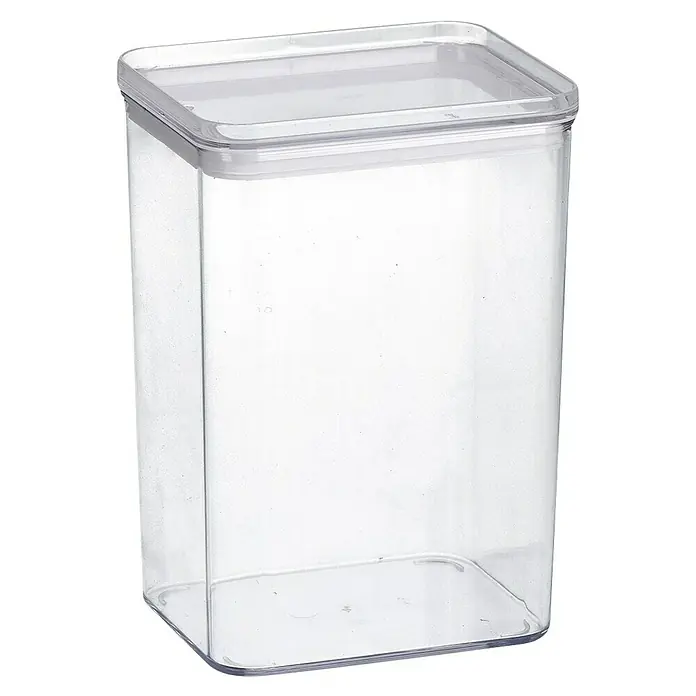 Vorratsdosen-Set - L x B x H: 18,5 x 12,8 x 10,4 cm, Kunststoff, Transparent - Luftdichter, quadratischer Vorratsbehälter aus durchsichtigem Kunststoff mit Deckel zur Aufbewahrung von Lebensmitteln.