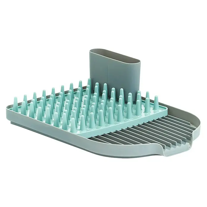 Abtropftablett - 13 x 45 cm, Grau/Türkis - Geschirrständer mit flexiblem Design für einfaches Trocknen. Der Abtropfbehälter ist ideal für Geschirr und Besteck.