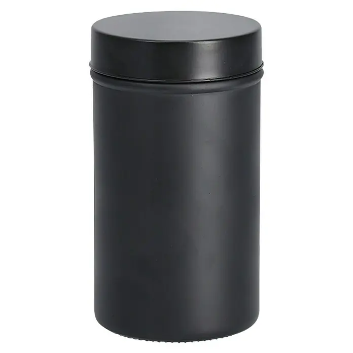 Vorratsdose - Ø x H: 10 x 17,8 cm, Glas, Schwarz - Schwarze, zylindrische Dose mit passendem Deckel, ideal für die Aufbewahrung von Küchenutensilien oder als dekoratives Element.