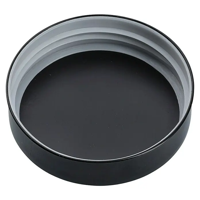 Vorratsdose - Ø x H: 10 x 22,5 cm, Glas, Schwarz - Schwarzer Deckel mit grauen Rillen für festen Verschluss, ideal für Flaschen und Behälter, schützt den Inhalt.