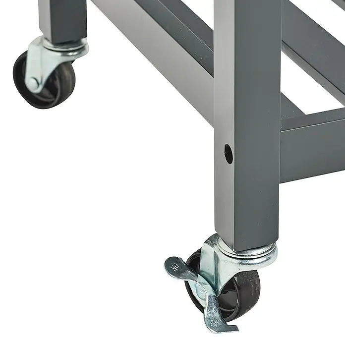 Beistellwagen - L x B x H: 40 x 58 x 93 cm, Grau - Detailansicht eines robusten Rollwagens mit feststellbaren Rädern, ideal für Werkstatt oder Lager.