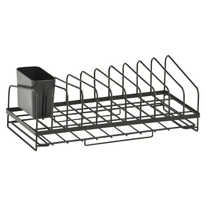 Geschirrkorb - L x B x H: 13,5 x 36,5 x 17,5 cm, Metall - Abtropfgestell aus Metall mit Besteckbehälter zum Trocknen von Geschirr und Besteck nach dem Abwasch. Robust und platzsparend.