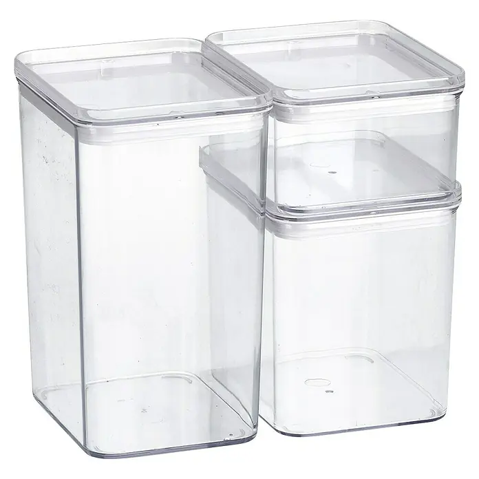 Vorratsdosen-Set - L x B x H: 18,5 x 12,8 x 10,4 cm, Kunststoff, Transparent - Klare Aufbewahrungsbehälter mit luftdichten Deckeln zur Organisation von Küche und Vorratskammer.