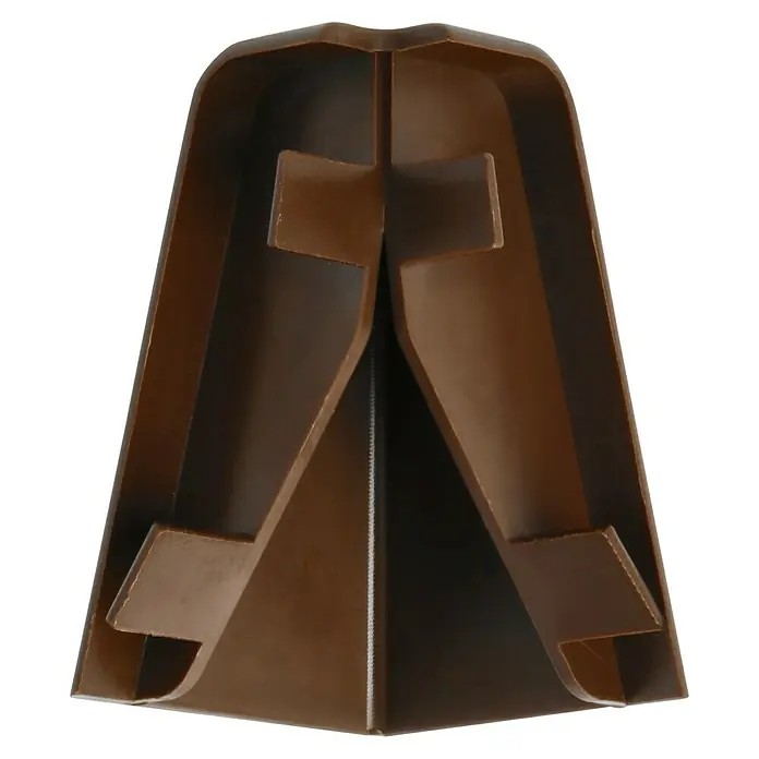 LOGOCLIC Außenecke K40 C - Dunkelbraun, 2 Stk., Passend für: LOGOCLIC Sockelleiste K40 C - Nahaufnahme einer braunen, rechtwinkligen Kunststoff-Eckverbindung für eine saubere und schützende Ecke.